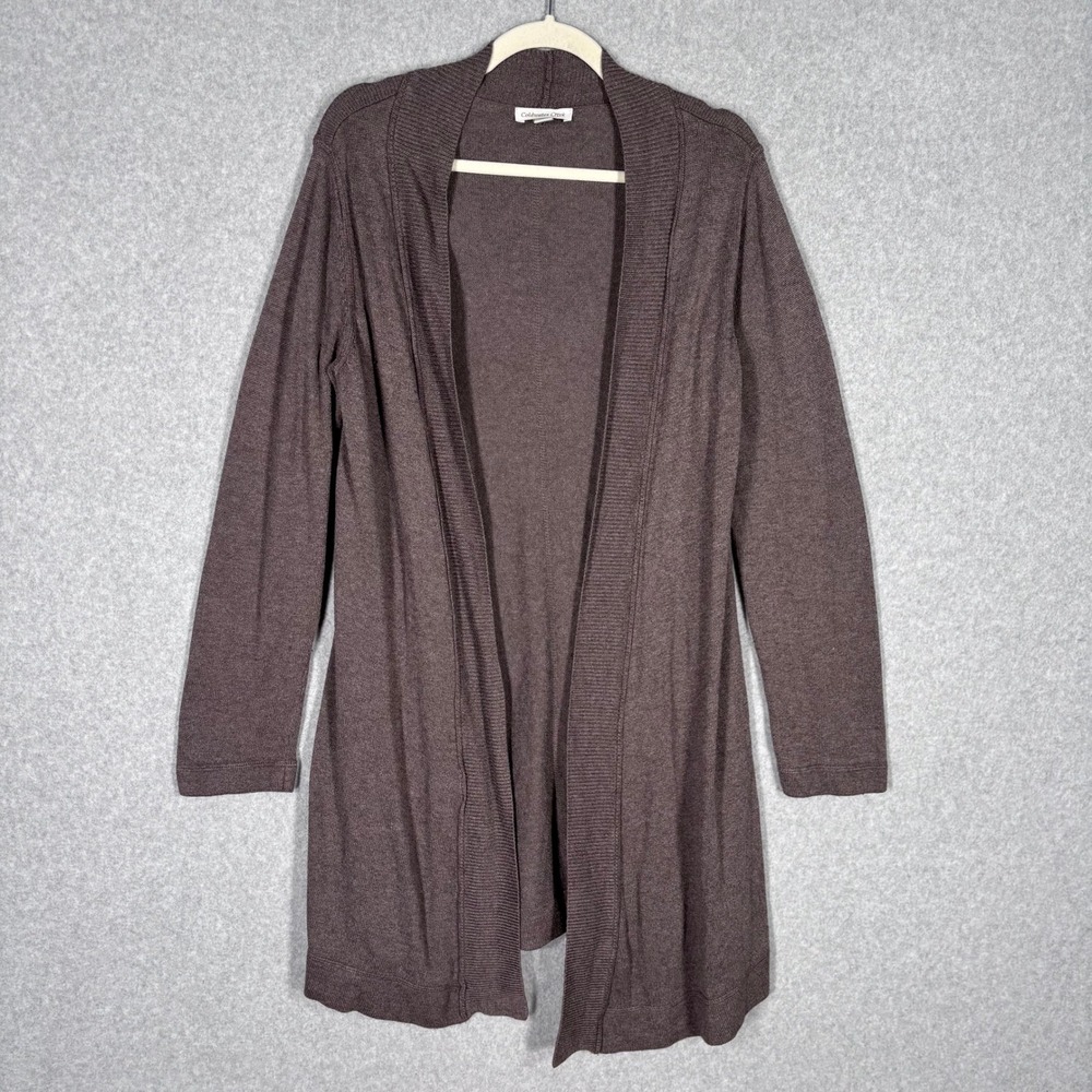 Coldwater Creek Duster Cardigan Medium Brown Thin Neutral Comfy Lagenlook Boho